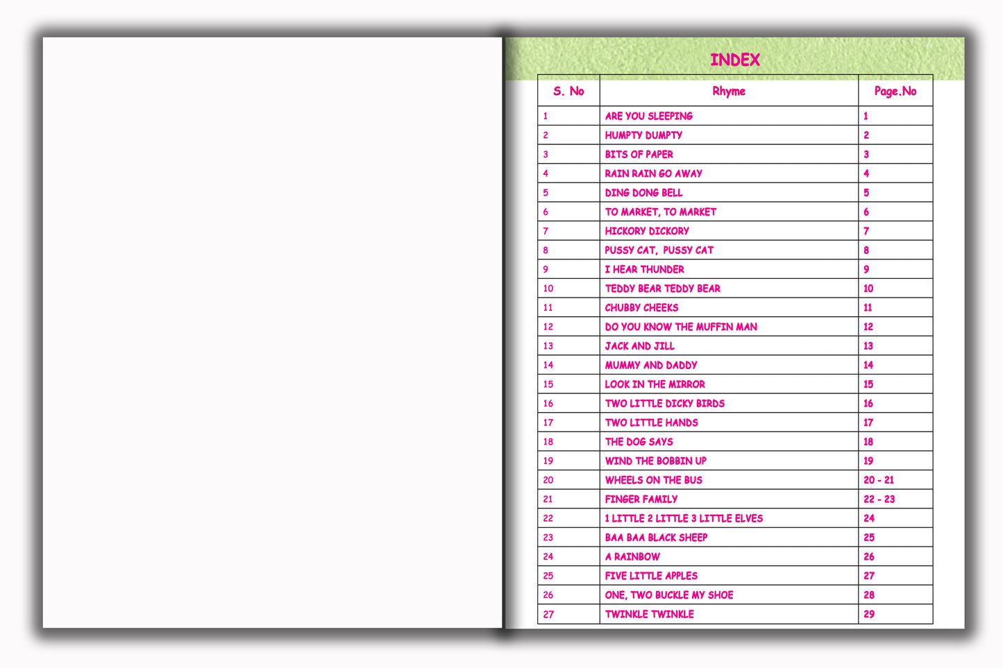 Senior Toddler - Rhymes Book (Pre KG)