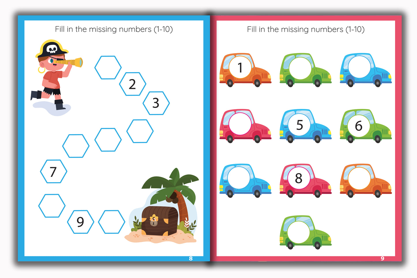 Activity Books Combo 9 - Alphabet Activities, Coloring For Fun, Counting, How Many, Missing Numbers