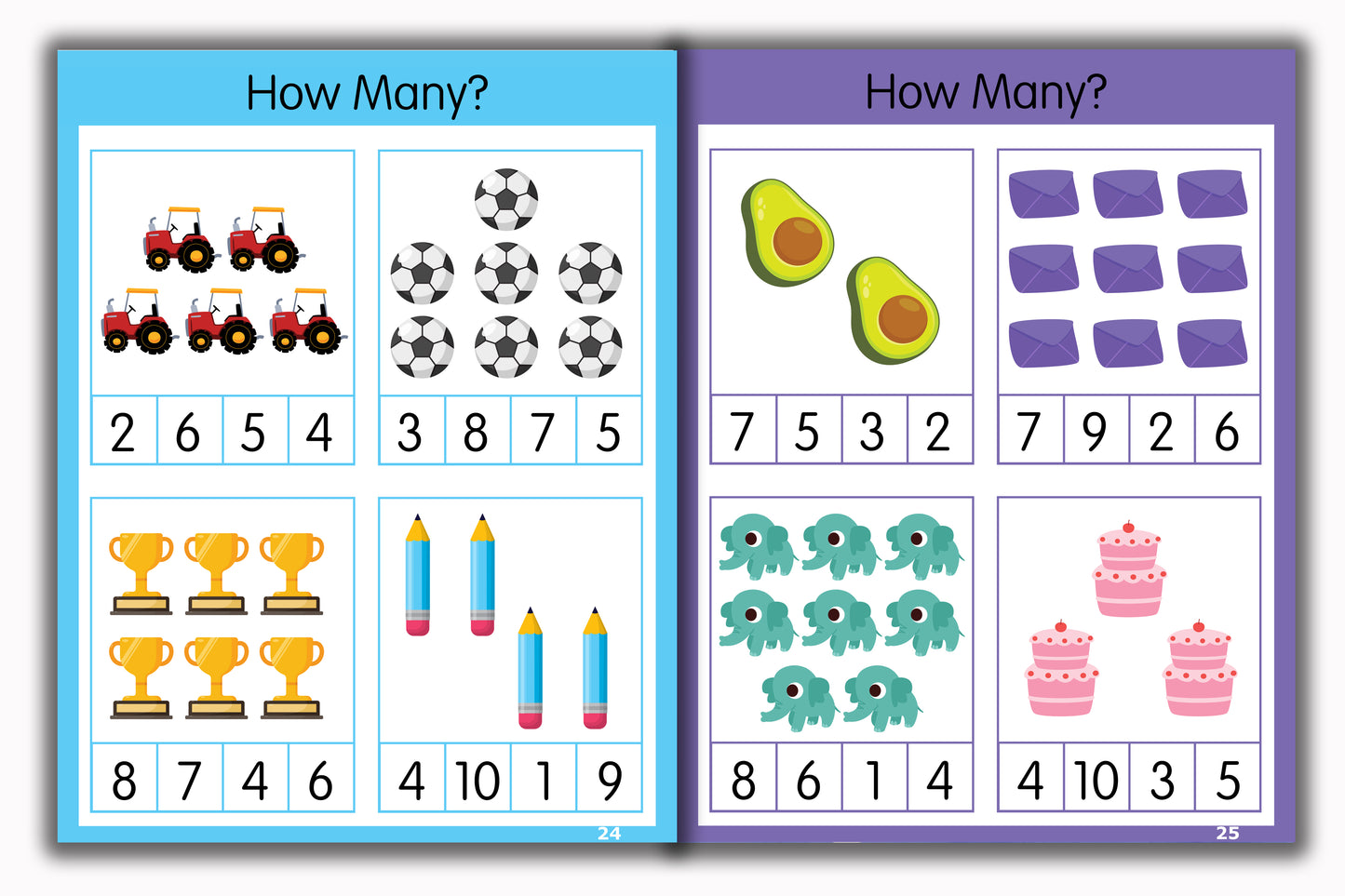 Activity Books Combo 9 - Alphabet Activities, Coloring For Fun, Counting, How Many, Missing Numbers