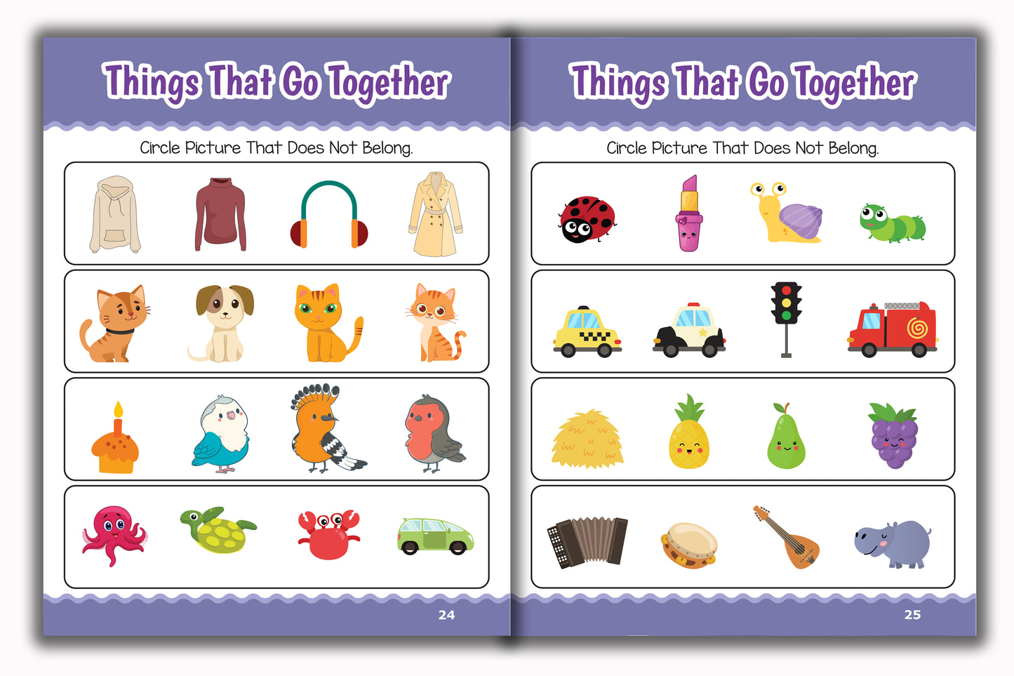 Activity Books Combo 4 - Alphabet Coloring, Number Activities, Number Coloring, Sizes, Things That Go Together