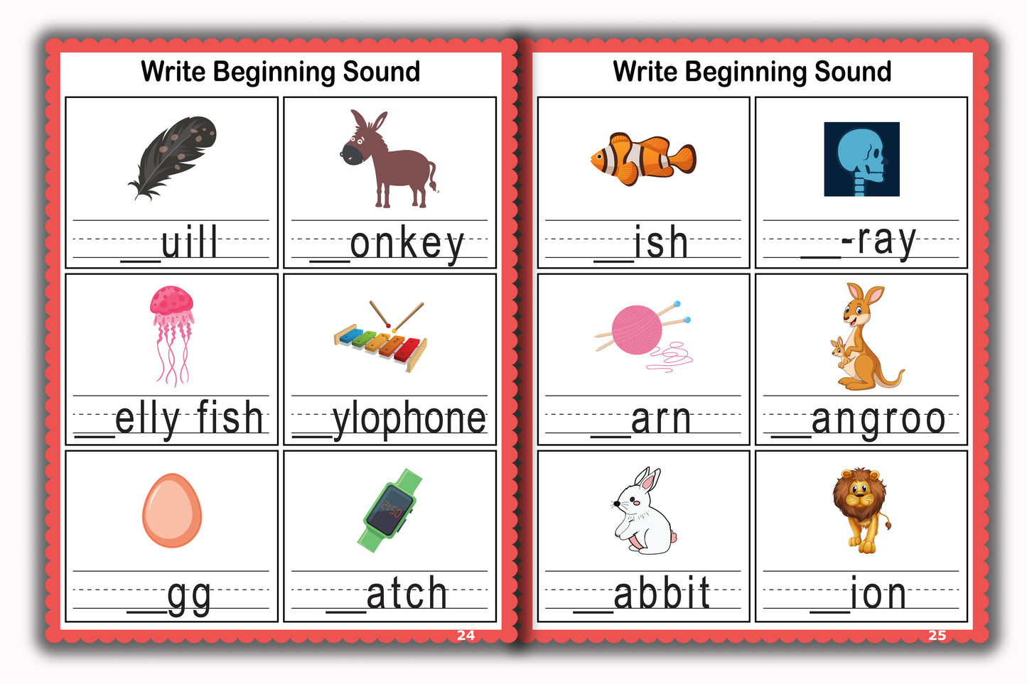 Activity Books Combo 14 - Before Between And After, Beginning Blends, Count And Circle, Trace 100 Sight Words, Word Families