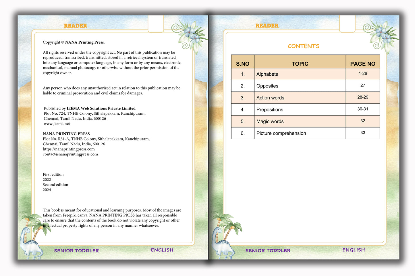 Senior Toddler - English Reader (Pre KG)